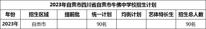 2024年自貢市四川省自貢市牛佛中學(xué)校招生計劃是多少？