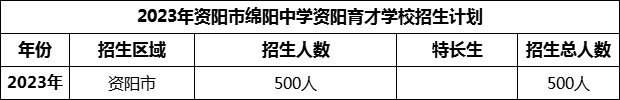 2024年資陽市綿陽中學(xué)資陽育才學(xué)校招生計劃是多少？