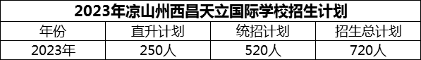 2024年涼山州西昌天立國(guó)際學(xué)校招生計(jì)劃是多少？