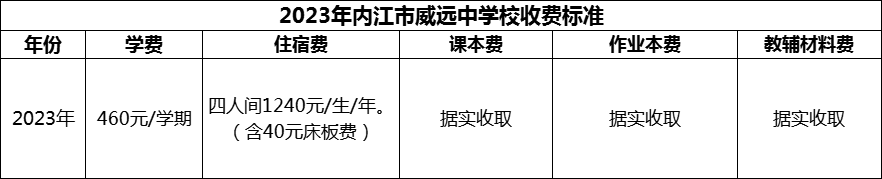 2024年內江市威遠中學校學費多少錢？