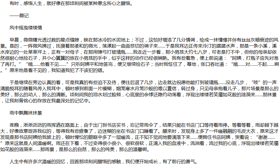 2020年中考滿分作文說明文參考范文：那時，我淚流滿面